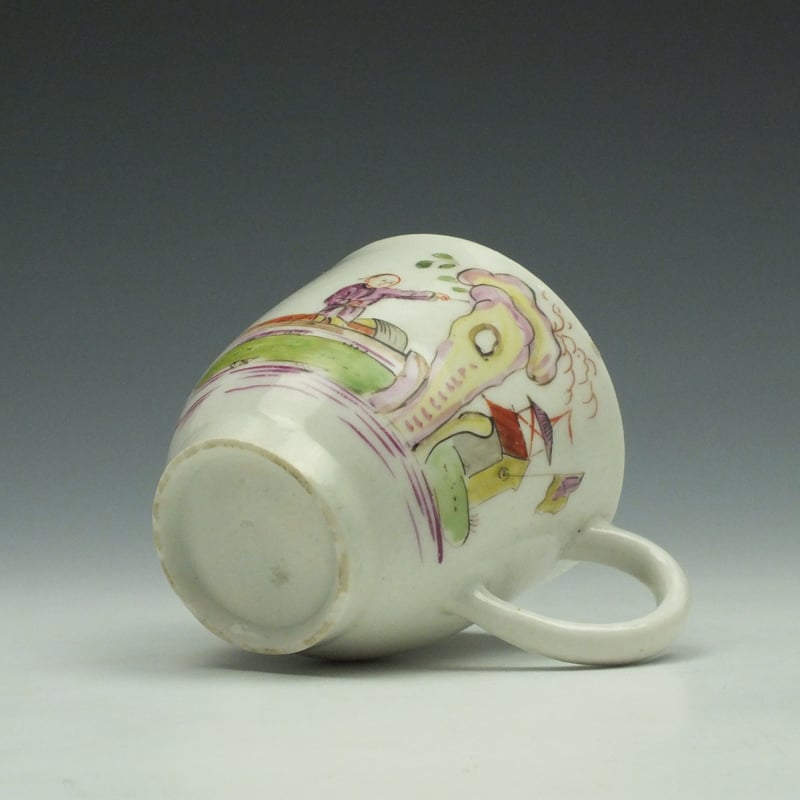 Lowestoft Porcelain Mandarin Signal House and Boatman Pattern Coffee Cup c1780 (7)