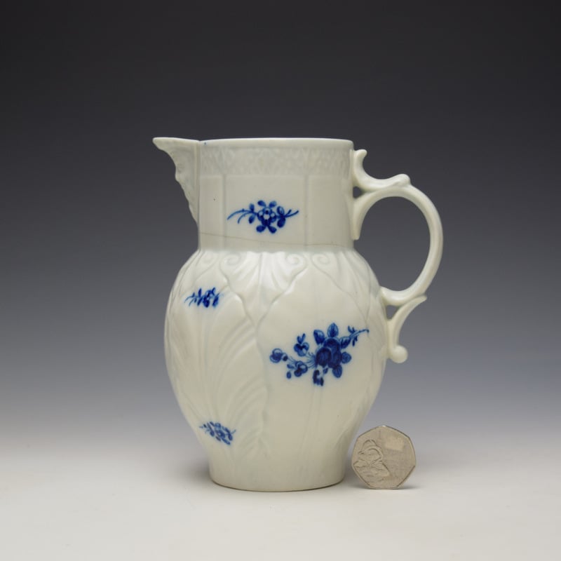 Caughley Salopian Sprigs Pattern Mask Spout Jug c1785-95 (2)