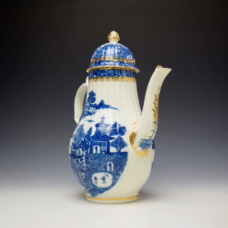 Caughley Temple Pattern Coffee Pot and Cover c1785 (3)