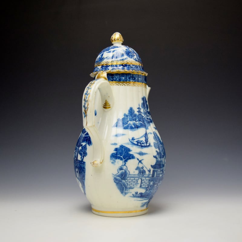 Caughley Temple Pattern Coffee Pot and Cover c1785 (5)
