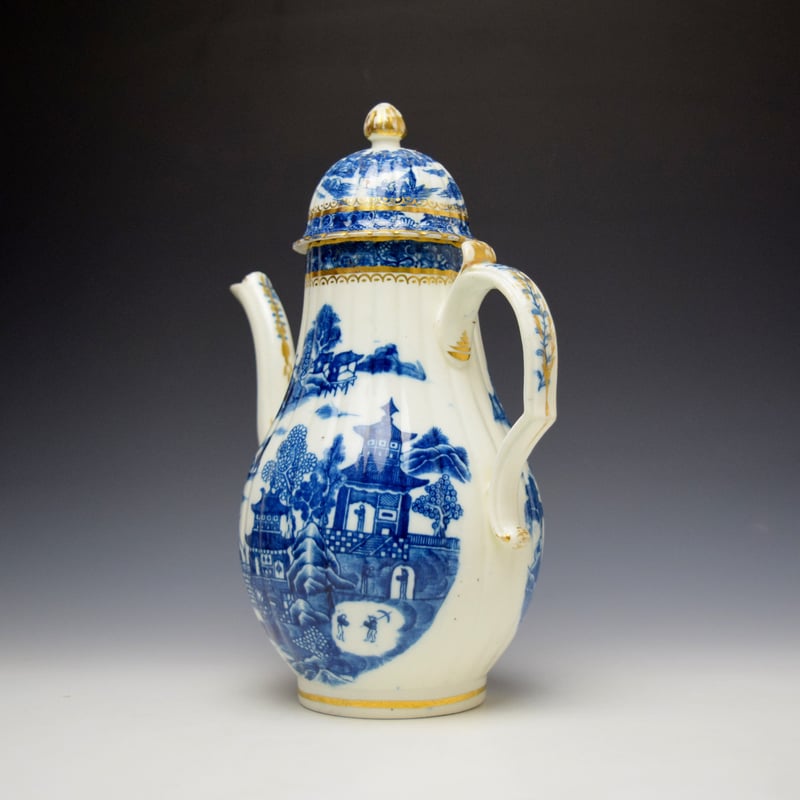 Caughley Temple Pattern Coffee Pot and Cover c1785 (6)