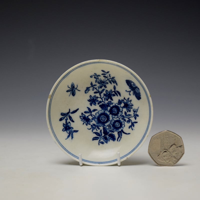 Lowestoft Three Flowers Pattern Toy Teabowl and Saucer c1780-85 (10)