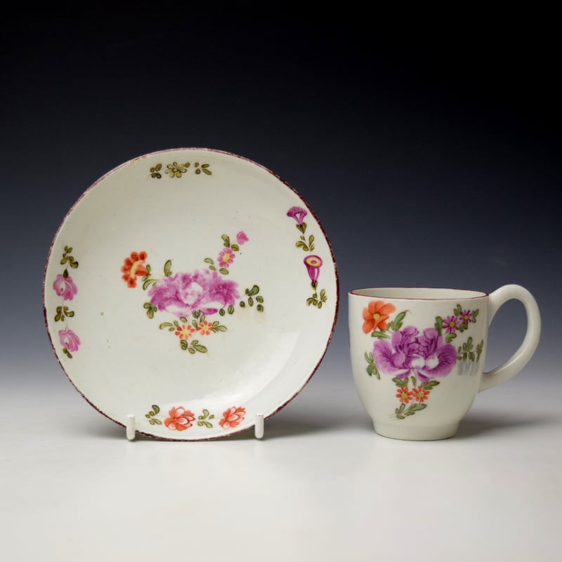 Tulip Painter Coffee Cup and Saucer c1775-80 Ex Geoffrey Sell Collection