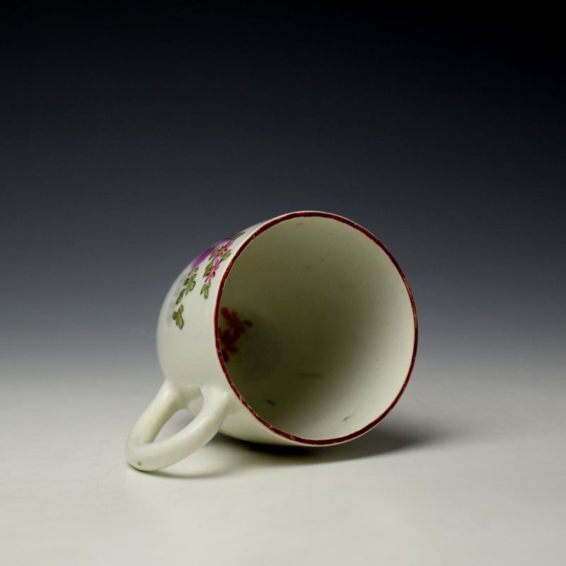 Lowestoft Tulip Painter Floral Sprays Pattern Coffee Cup and Saucer c1775-80 (5)