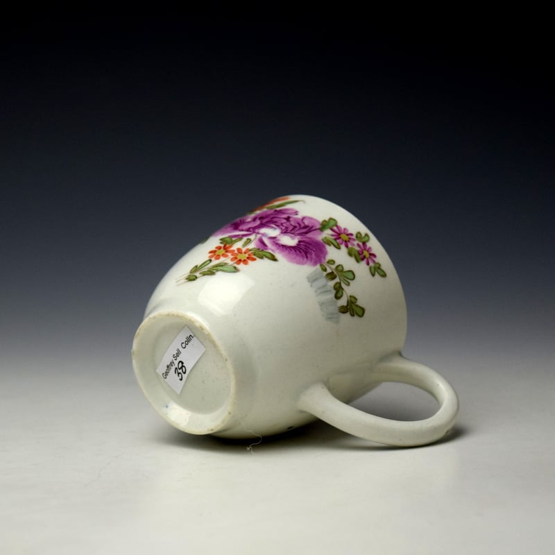 Lowestoft Tulip Painter Floral Sprays Pattern Coffee Cup and Saucer c1775-80 (6)