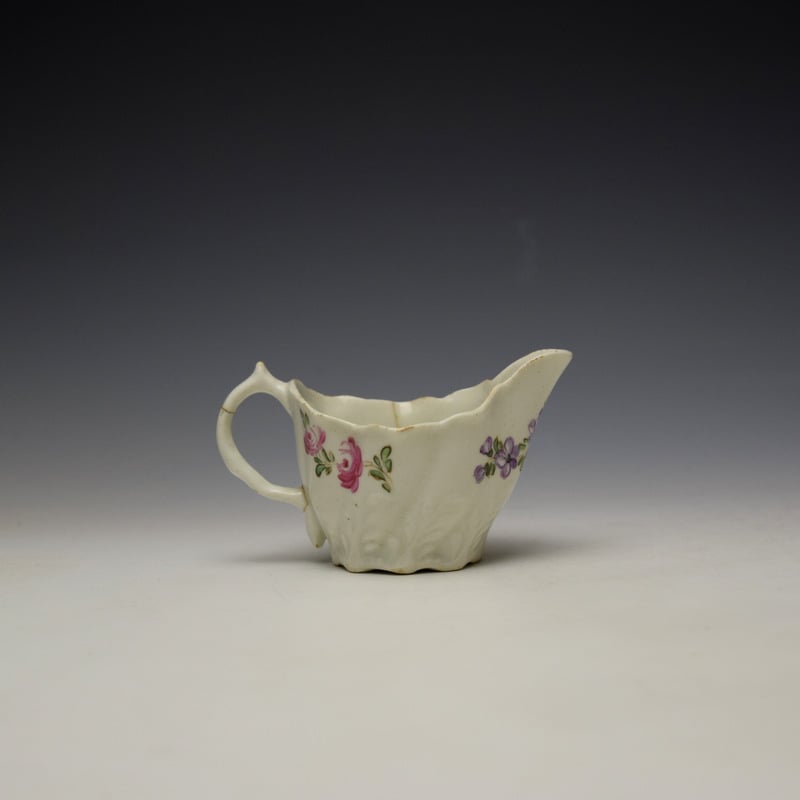 Lowestoft Tulip Painter Floral Pattern Low Chelsea Ewer c1770-85 (4)