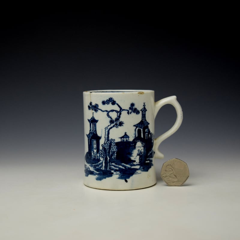 Lowestoft Two Pagoda and Bridge Pattern Graduated Mug Set c1775 (14)