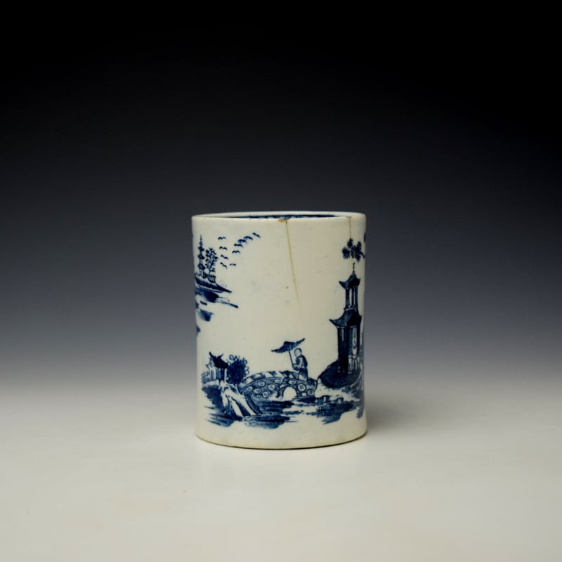 Lowestoft Two Pagoda and Bridge Pattern Graduated Mug Set c1775 (15)
