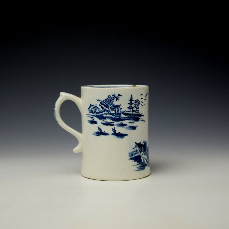 Lowestoft Two Pagoda and Bridge Pattern Graduated Mug Set c1775 (16)
