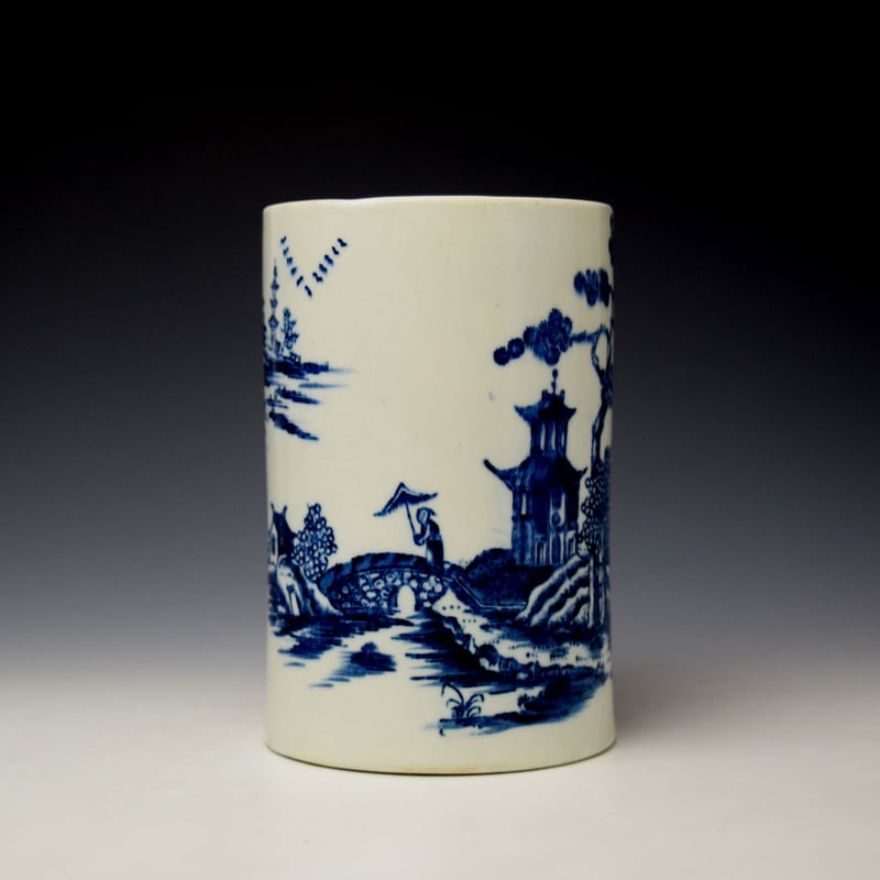 Lowestoft Two Pagoda and Bridge Pattern Graduated Mug Set c1775 (3)