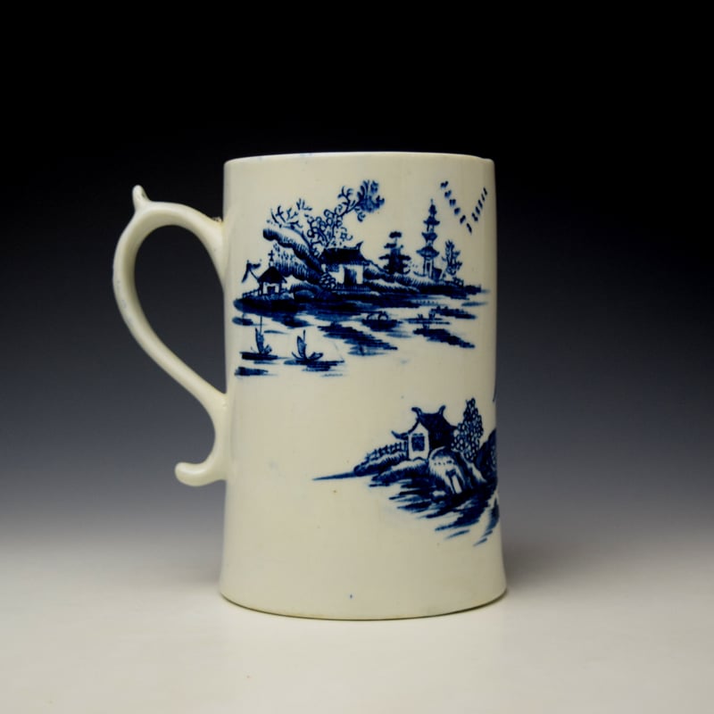 Lowestoft Two Pagoda and Bridge Pattern Graduated Mug Set c1775 (4)