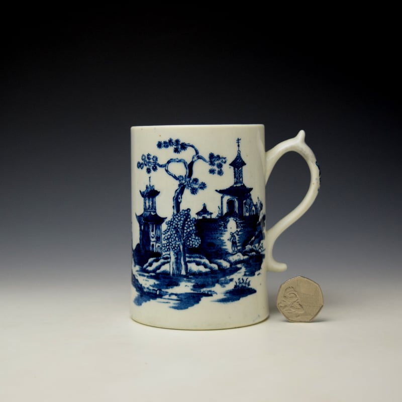 Lowestoft Two Pagoda and Bridge Pattern Graduated Mug Set c1775 (8)