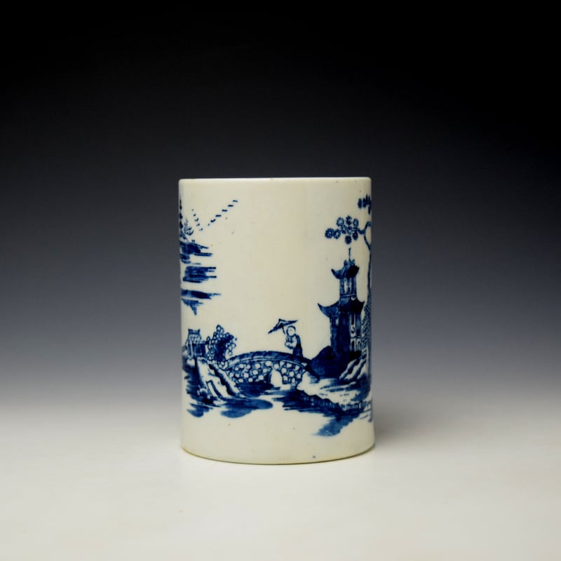 Lowestoft Two Pagoda and Bridge Pattern Graduated Mug Set c1775 (9)