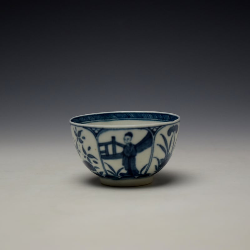 Worcester Arcade Pattern Teabowl and Saucer c1765-70 (2)