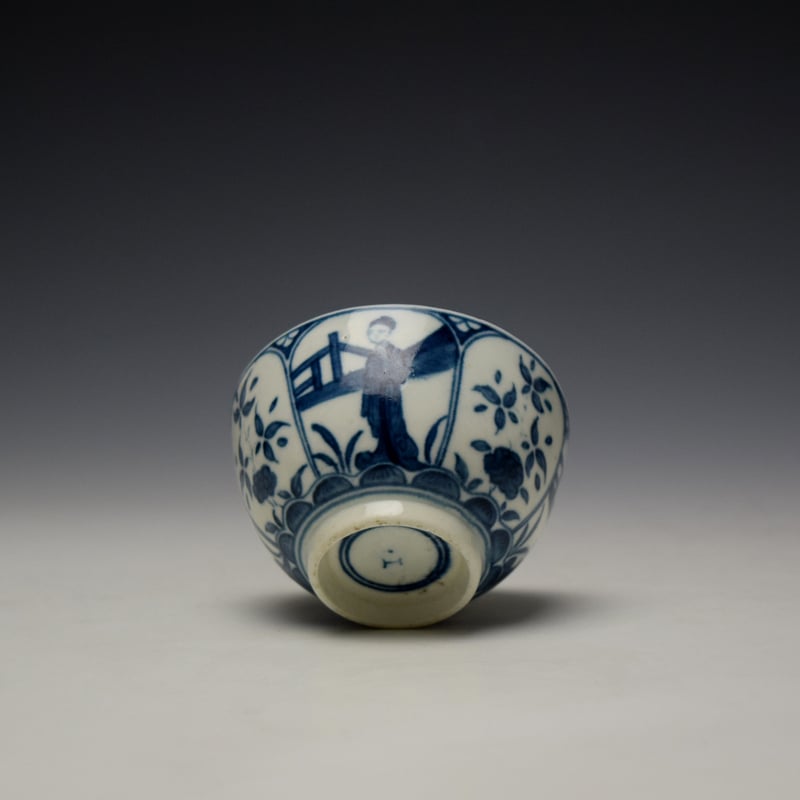 Worcester Arcade Pattern Teabowl and Saucer c1765-70 (6)