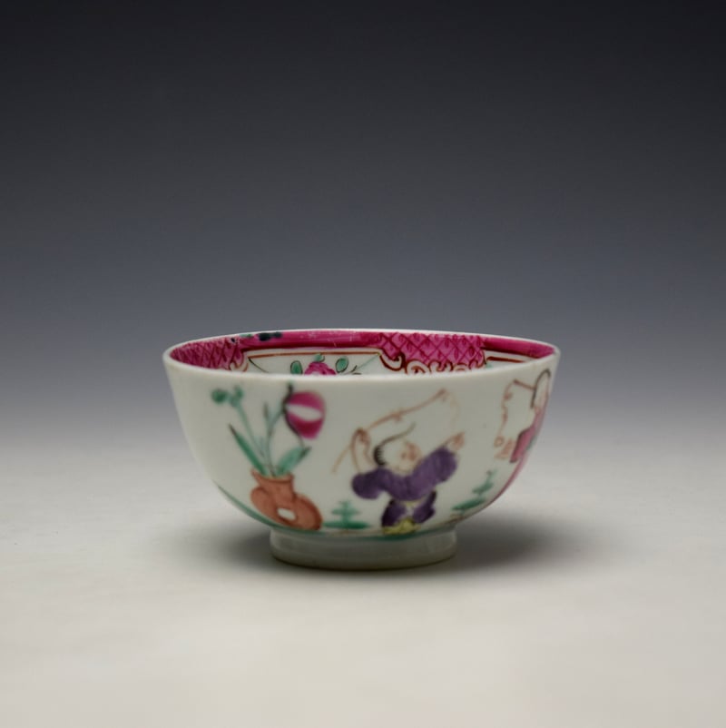 Baddeley-Littler Mandarin Pattern Teabowl and Saucer c1780 (3)