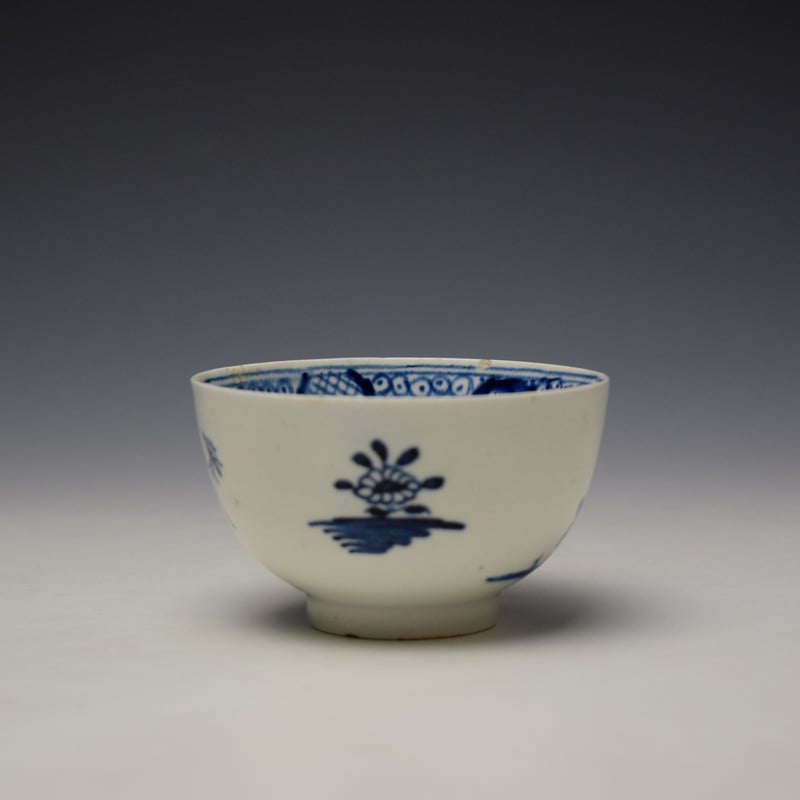 Lowestoft Flowering Plant Holed Rock and Fence Pattern Teabowl and Saucer c1780-85 (4)