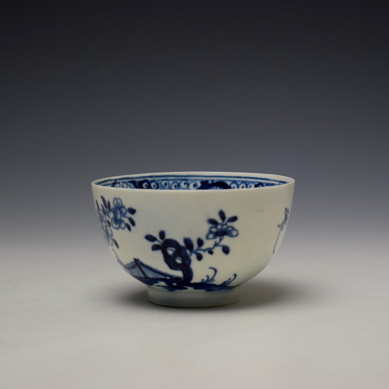 Lowestoft Flowering Plant Holed Rock and Fence Pattern Teabowl and Saucer c1780-85 (6)