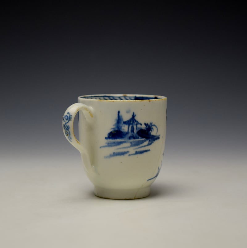 Lowestoft Gatehouse and Walled Garden Pattern Coffee Cup and Saucer c1785-90 (5)