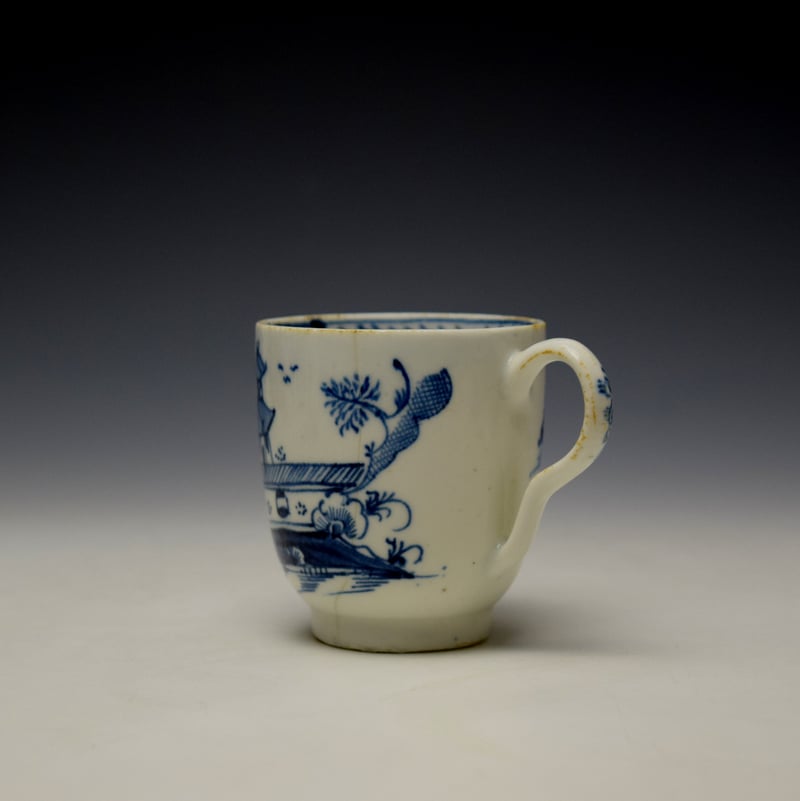 Lowestoft Gatehouse and Walled Garden Pattern Coffee Cup and Saucer c1785-90 (6)