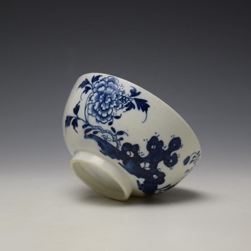 Uncommon Peony and Holed Rock Pattern Breakfast Sized Teabowl and Saucer c1775-80 - Image 7