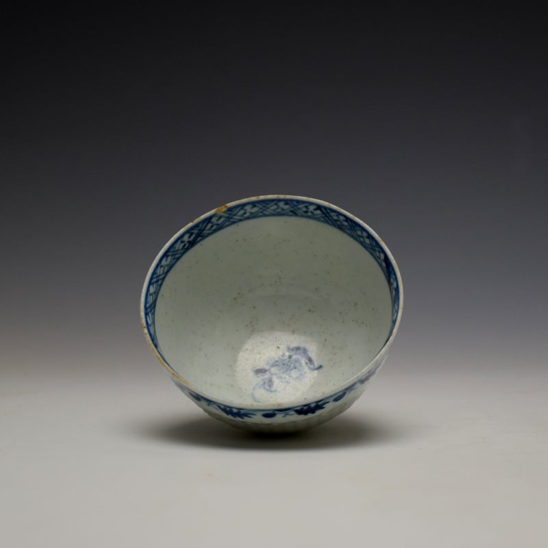 Liverpool Philip Christian reeded floral pattern teabowl and saucer c1770-78 (12)