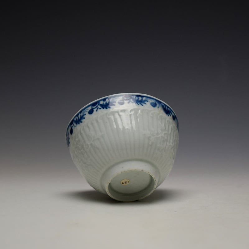 Liverpool Philip Christian reeded floral pattern teabowl and saucer c1770-78 (13)