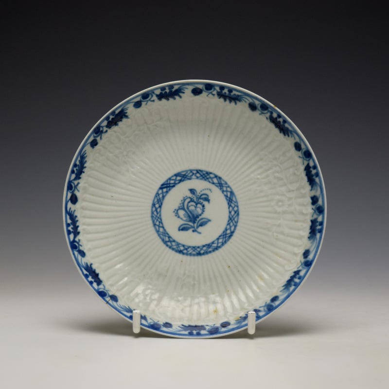 Liverpool Philip Christian reeded floral pattern teabowl and saucer c1770-78 (14)