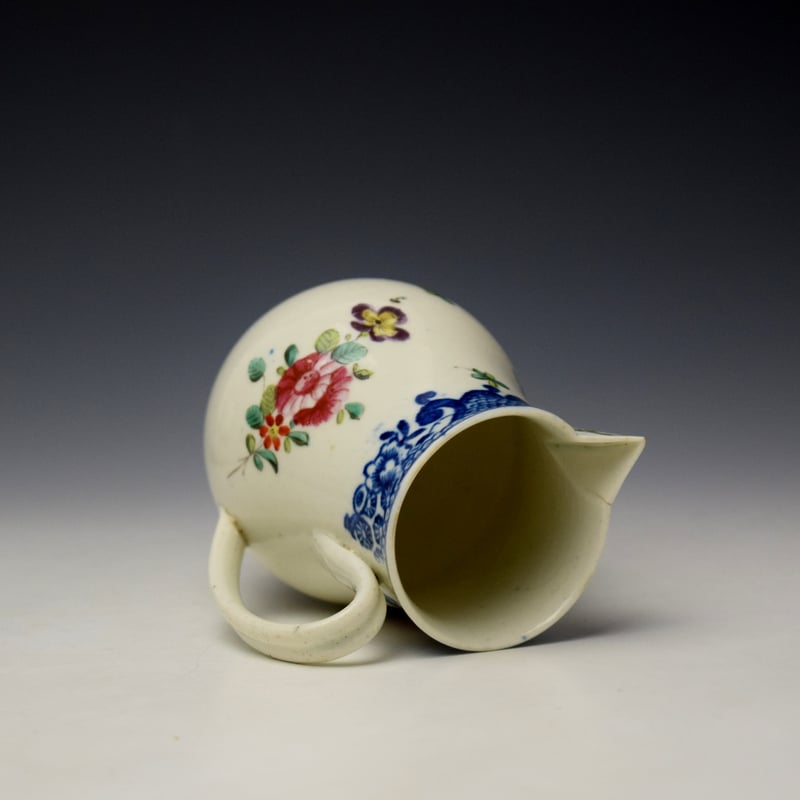 Liverpool Seth Pennington Floral and Blue Border Pattern Sparrow Beak Jug c1785 (8)