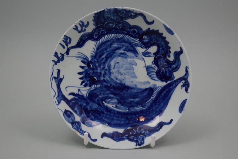 Rare Vauxhall Porcelain Dragon Pattern Saucer, C1758.