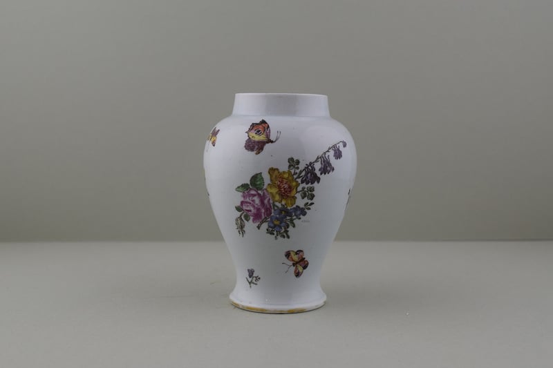 Vauxhall Porcelain Transfer Printed and Hand Coloured Vase, Ex Billie Pain Collection.