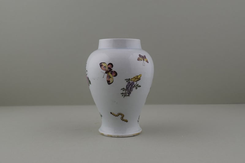 Vauxhall Porcelain Transfer printed and Hand Colloured Vase ex Billie Pain Collection. c