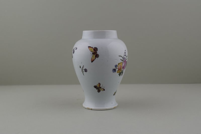 Vauxhall Porcelain Transfer printed and Hand Colloured Vase ex Billie Pain Collection. e
