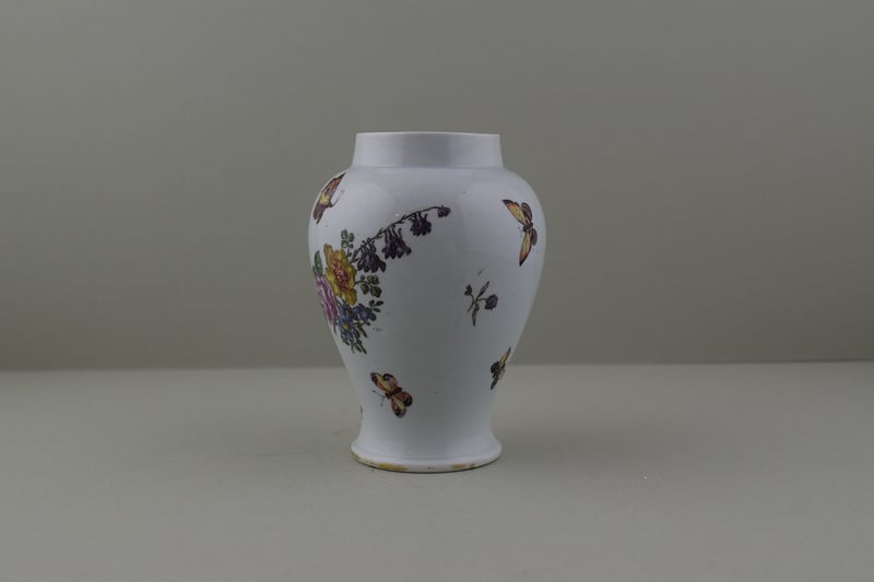 Vauxhall Porcelain Transfer printed and Hand Colloured Vase ex Billie Pain Collection. f