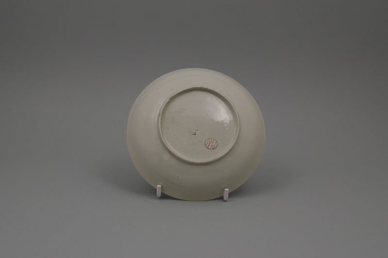 Vauxhall Porcelain Willow, boat and Pagoda Pattern Saucer, C1758-60 (2)