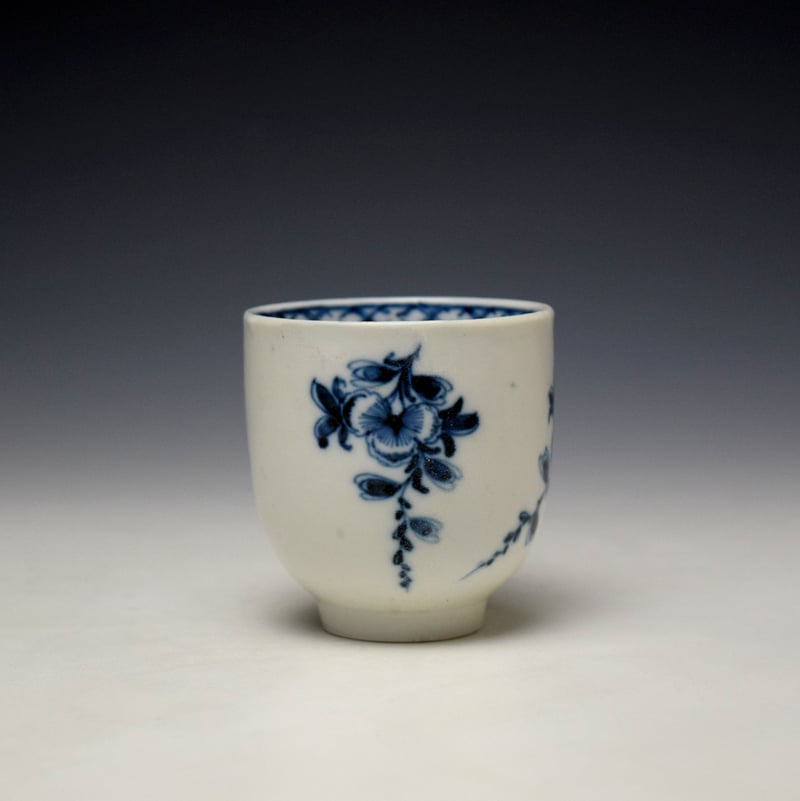 Very Rare Bristol Blue and White Floral Pattern Coffee Cup c1770 (2)
