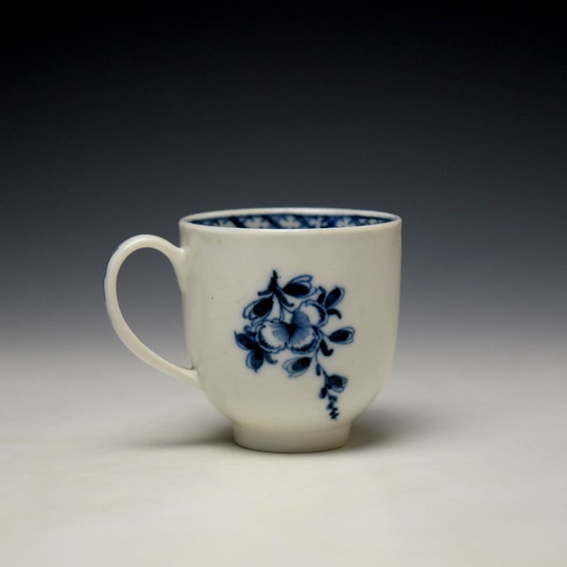 Very Rare Bristol Blue and White Floral Pattern Coffee Cup c1770 (3)