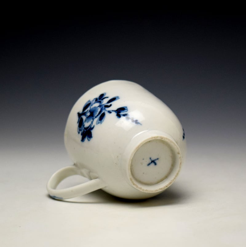 Very Rare Bristol Blue and White Floral Pattern Coffee Cup c1770 (6)
