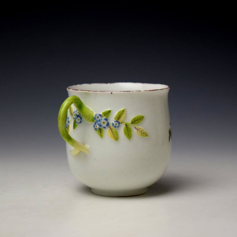 Chelsea Bird and insects Pattern Coffee Cup and Saucer c1755 (4)