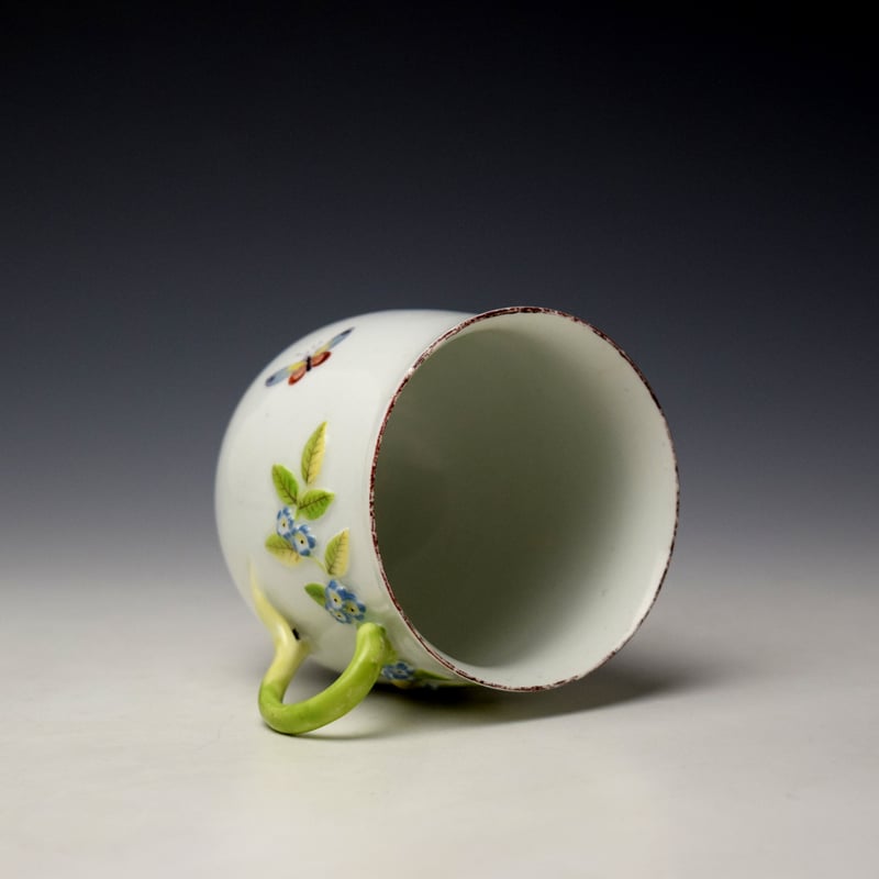 Chelsea Bird and insects Pattern Coffee Cup and Saucer c1755 (5)