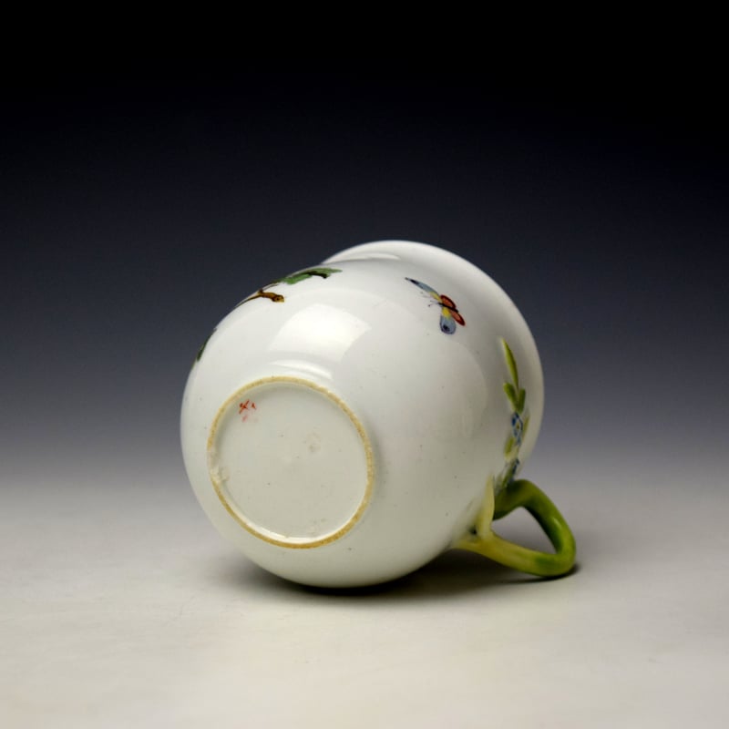 Chelsea Bird and insects Pattern Coffee Cup and Saucer c1755 (6)
