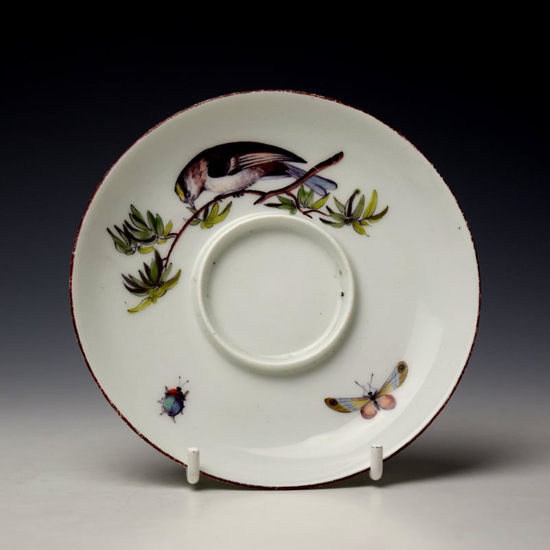 Chelsea Bird and insects Pattern Coffee Cup and Saucer c1755 (7)