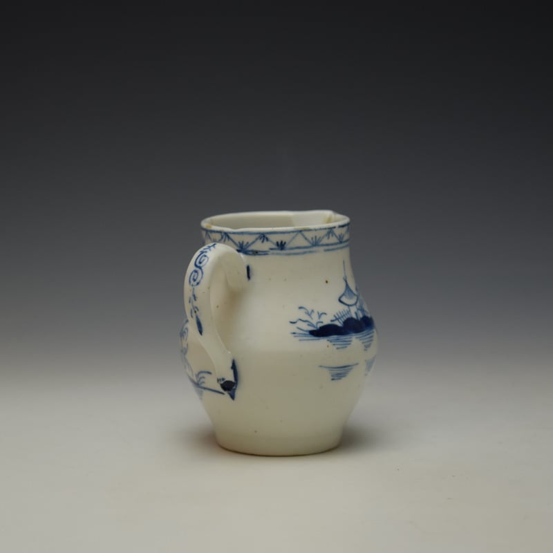 Lowestoft Chinaman and Bridge House Pattern Squat Shaped Sparrow Beak Jug c1795-1800 (5)