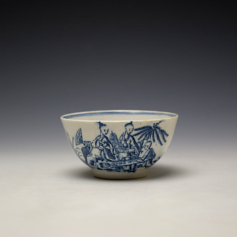 Lowestoft Chinese Tea Party Pattern Teabowl and Saucer c1775-80 (2)