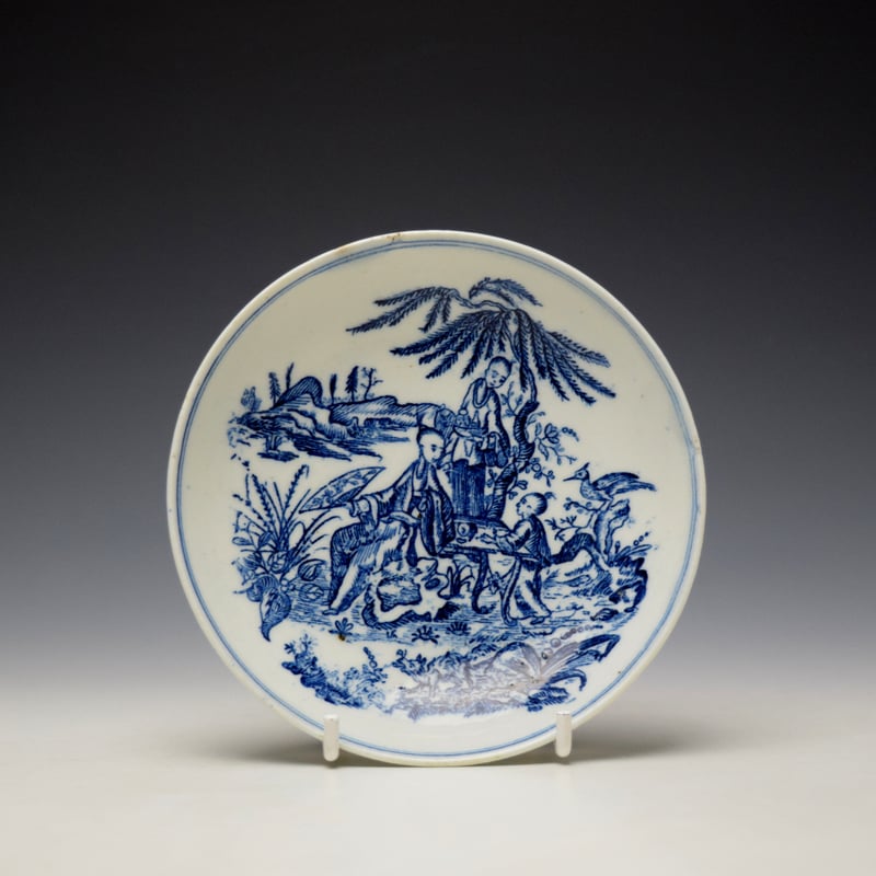Lowestoft Chinese Tea Party Pattern Teabowl and Saucer c1775-80 (7)