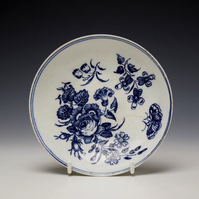 Very Rare Isleworth Three Flowers Pattern Saucer c1775-80.