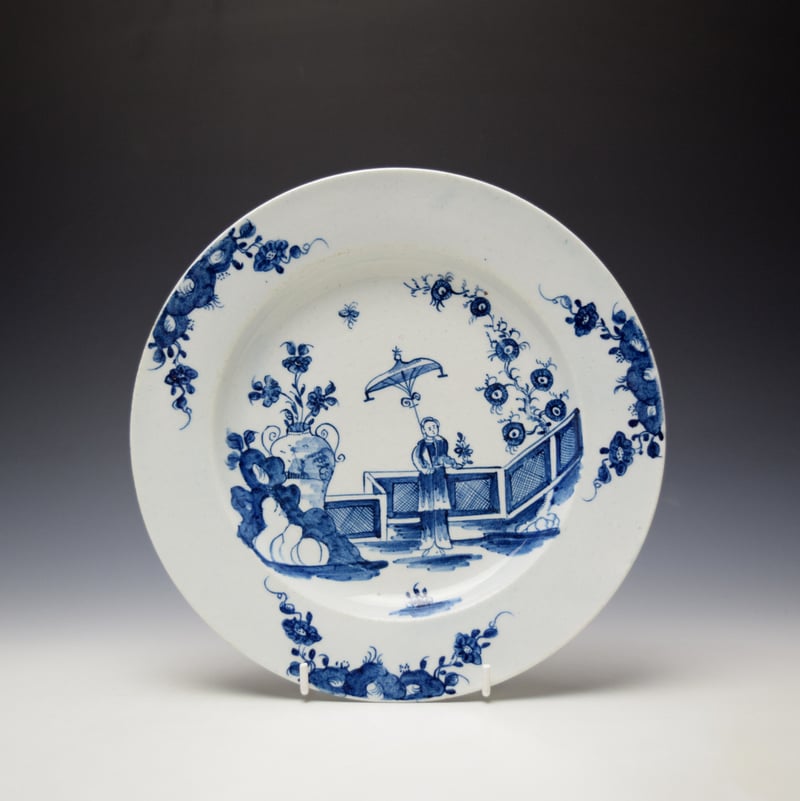 Very Rare Lady and Parasol Pattern Plate c1765-68