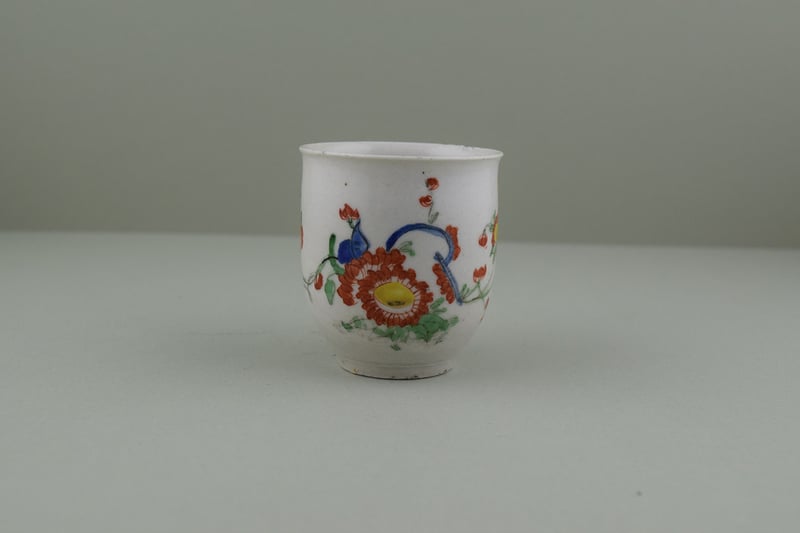 Very Rare Plymouth Porcelain Hand Painted Polychrome Coffee Cup, C1768-70.