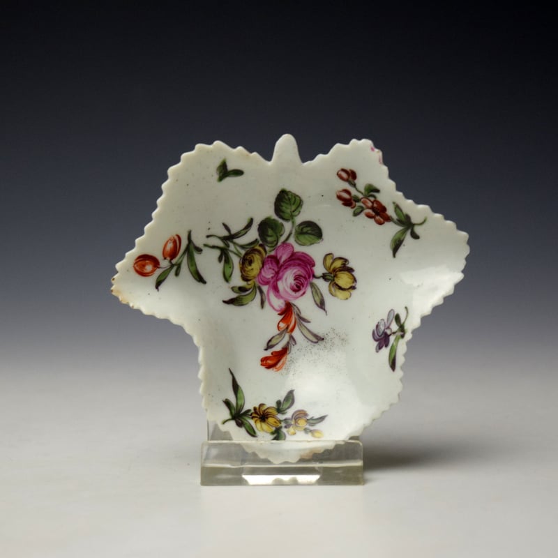 Worcester Floral Pattern Polychrome Pickle Dish c1758 (3)