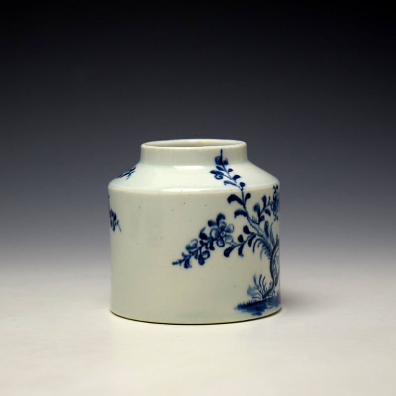 Lowestoft Prunus Root Pattern Mustard Pot c1772 (2)